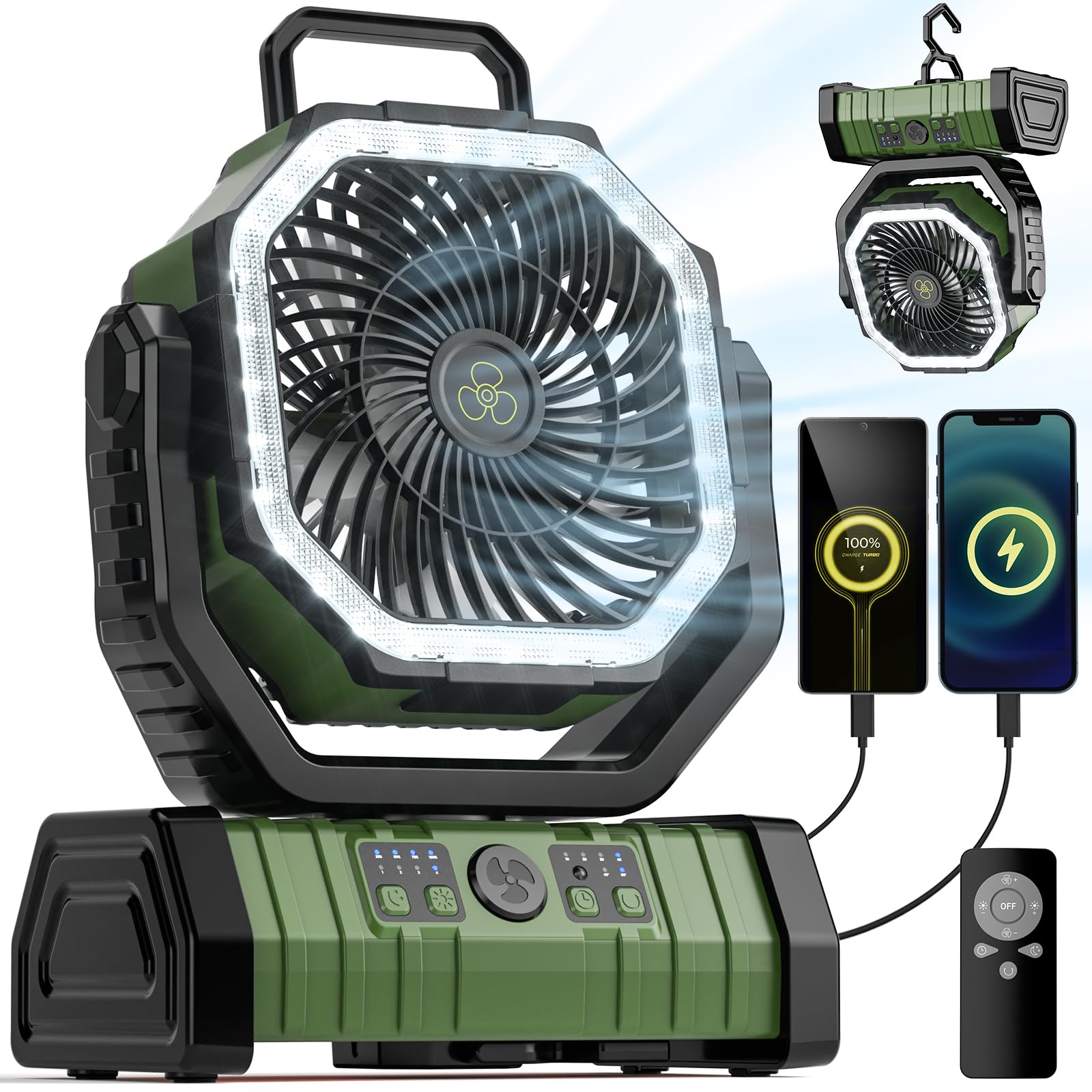 Outdoor Camping Misting Fan - Camping Fan 20000mAh Battery Powered Fan