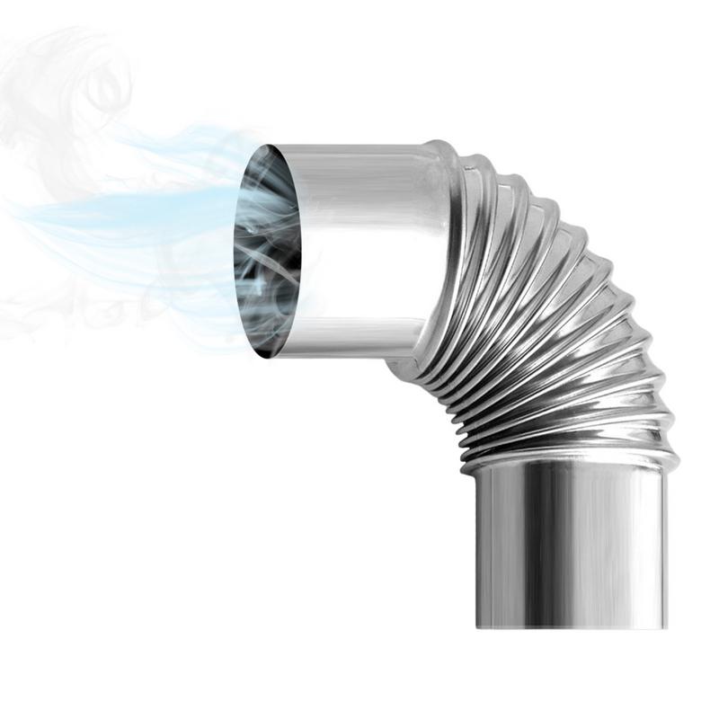 Outdoor Camping Heater For Tent - 60/75mm Stainless Steel 90 Degree Elbow