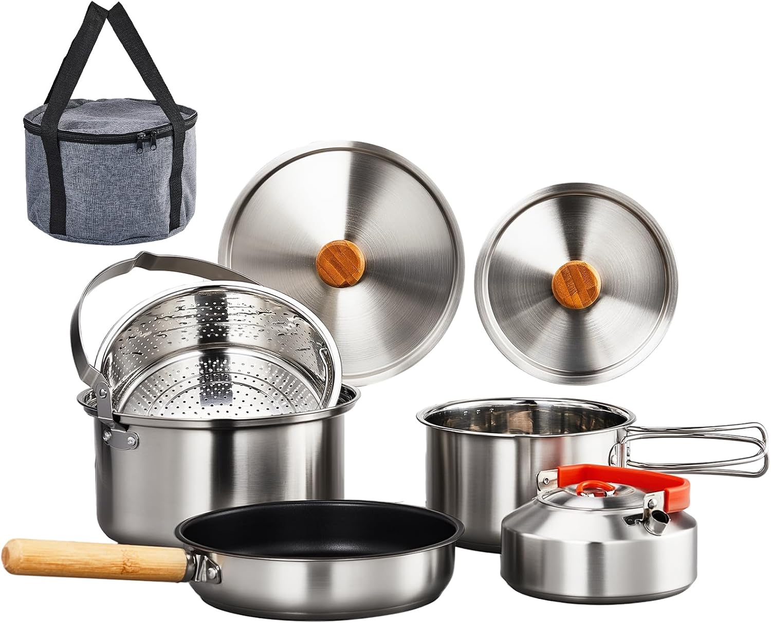 Camp Cooking Set - 6pcs Cookware Set, 304 Stainless Steel