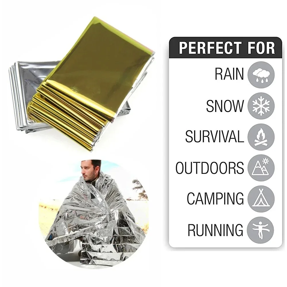 Outdoor Camping Rugs - 5Pcs Emergency Thermal Blanket Folding Waterproof