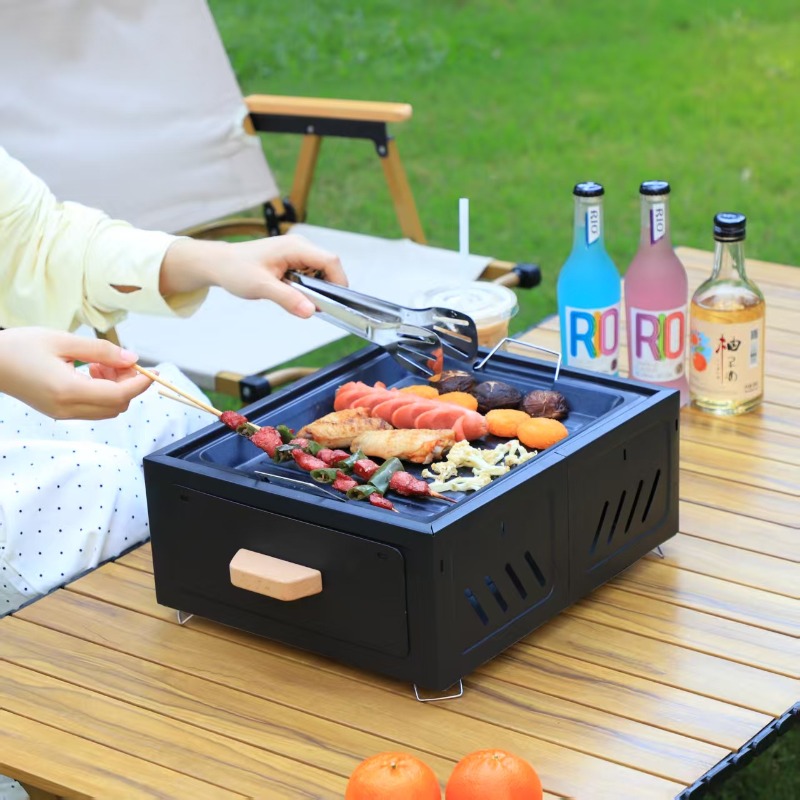 Portable Charcoal BBQ Grill Sq - Outdoor Camping Set ulasan dan harga