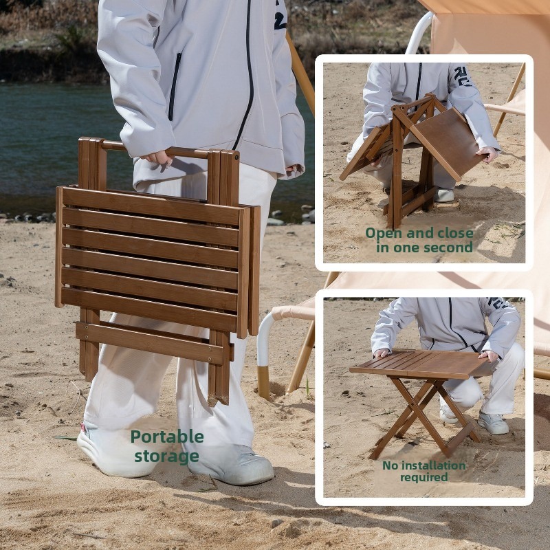 Portable Bamboo Folding Vendor - Outdoor Camping Rental ulasan dan harga