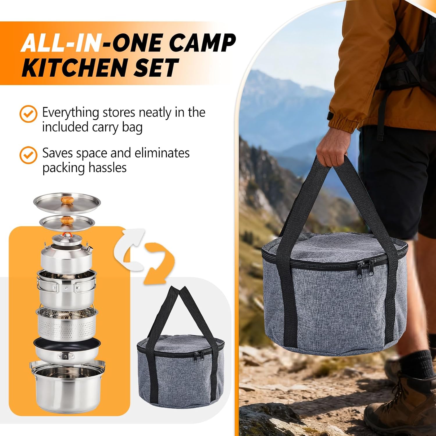 6pcs Cookware Set, 304 Stainle - Camp Cooking Set ulasan dan harga