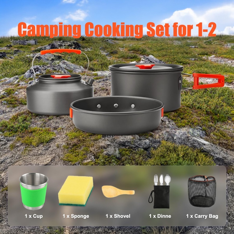 Camping Cookware Set: 35oz Non - Camp Cooking Set ulasan dan harga