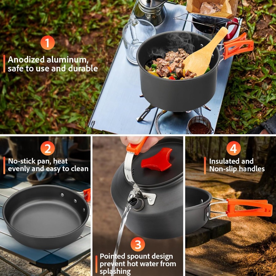 Camping Cookware Set: 35oz Non - Camp Cooking Set ulasan dan harga
