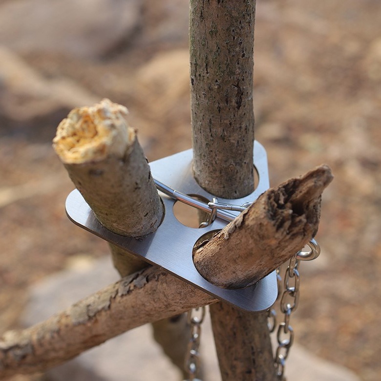Stainless Steel Camping Tripod - Camp Cooking Set ulasan dan harga