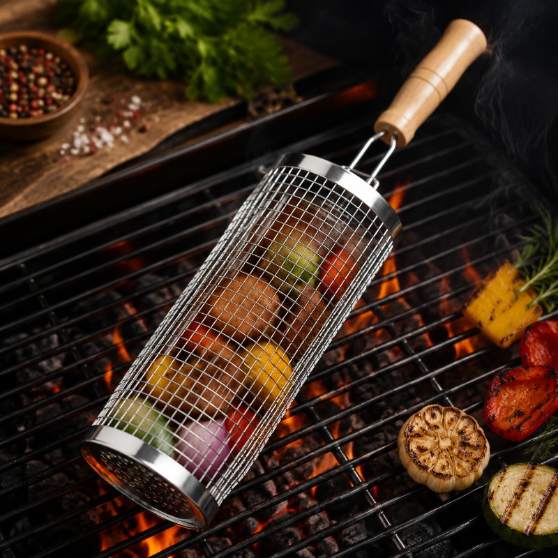 Round Barbecue Grill Basket Se - Outdoor Camping Set ulasan dan harga