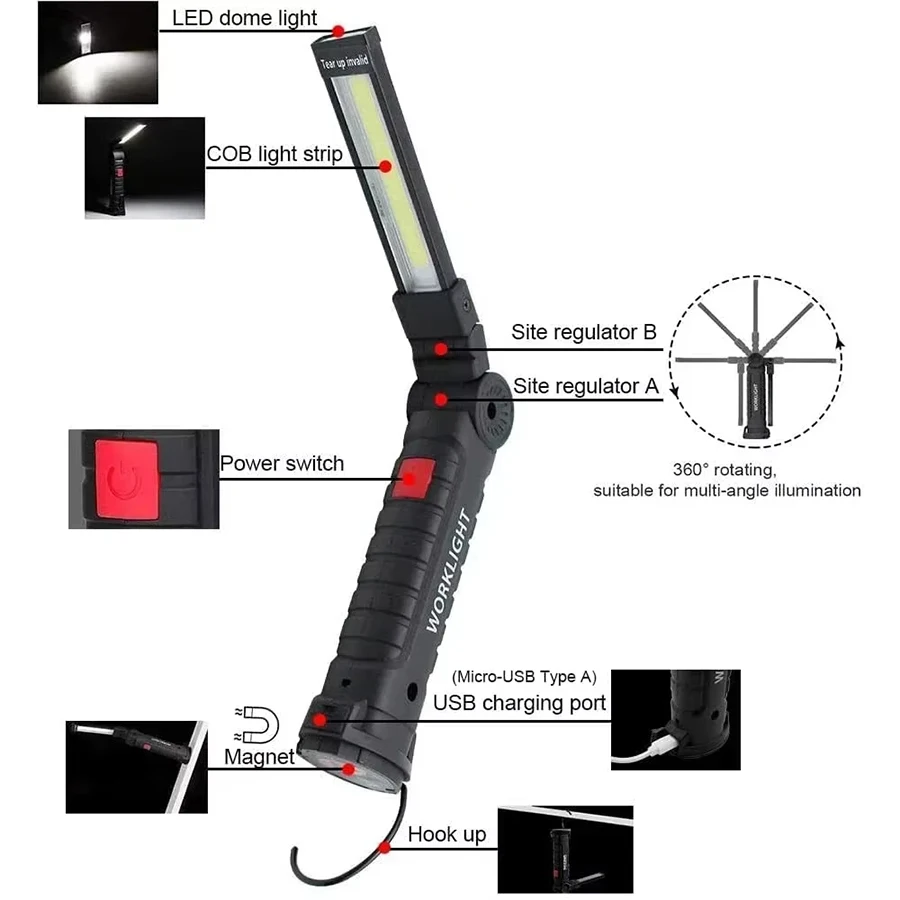 New Portable COB LED Flashligh - Outdoor Camping Light Portable ulasan dan harga